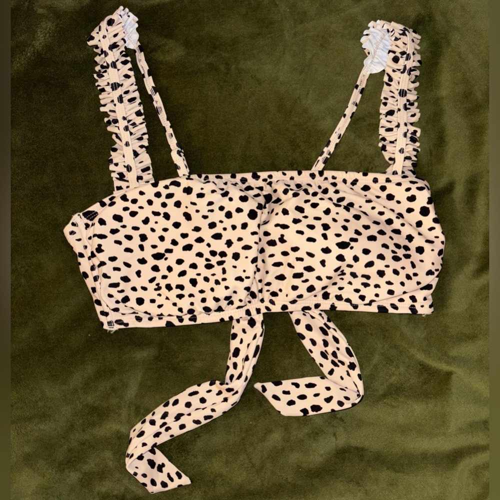 Leopard Print Frilly Bikini Top